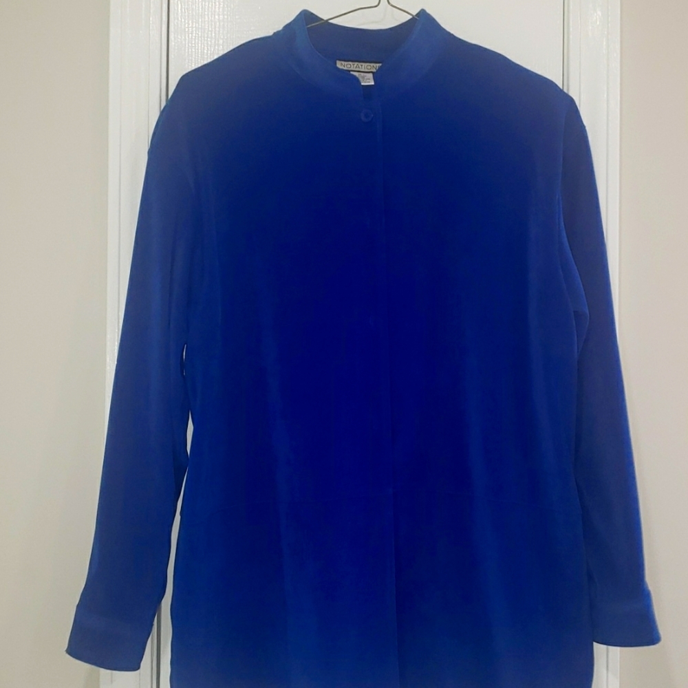 Royal blue suede long sleeve shirt